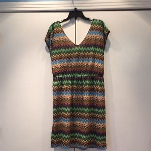 AGB dress natural color chevron print size XL